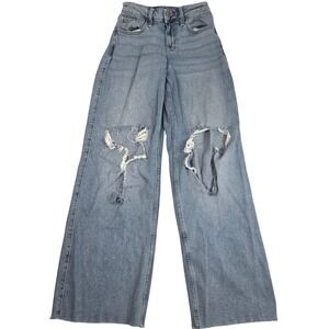 Hollister High-Rise Vintage Baggy Ripped‎ Distressed Stretch Jeans 0R 24x32 Y2K
